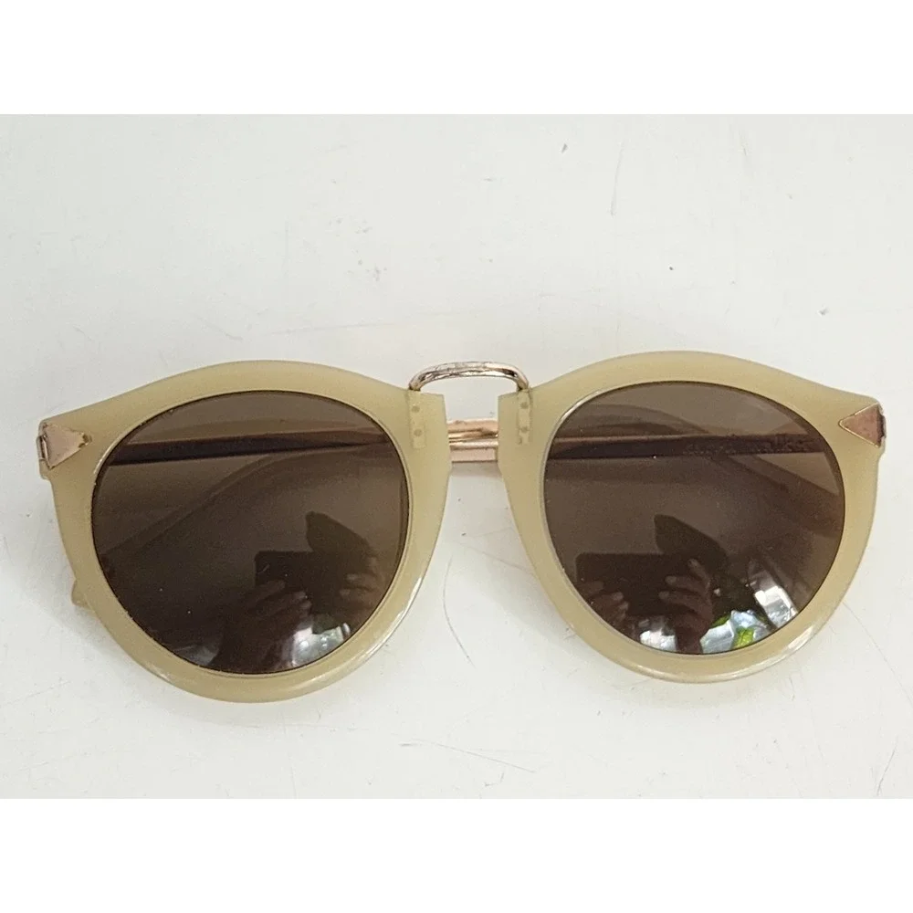 Karen Walker Harvest Sunglasses Beige Gold Round Cat Eye Frames